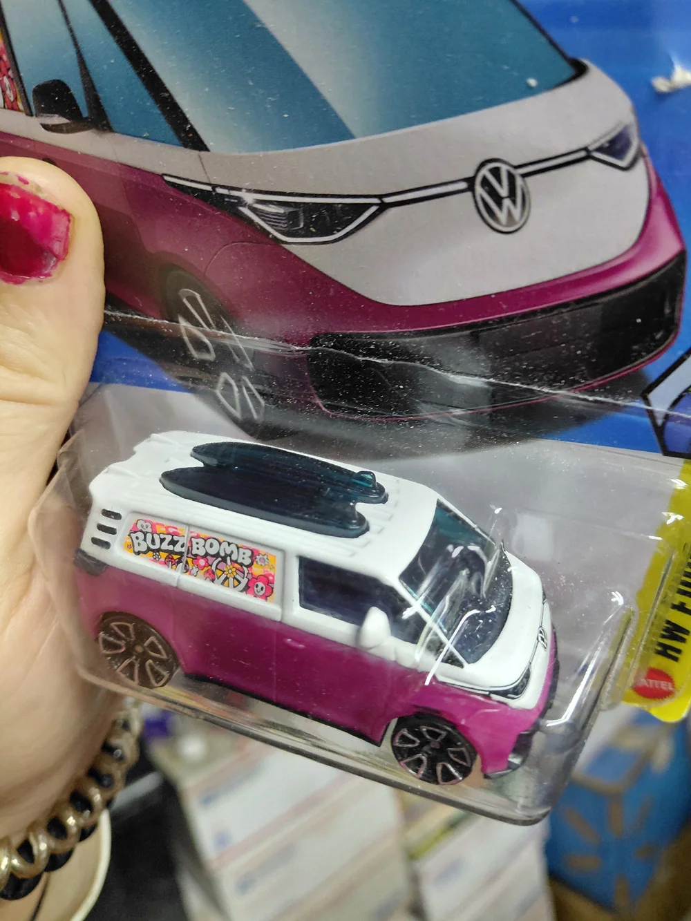 2026 Hot Wheels VW ID. Buzz Bomb in pink and white is part of the HW Euro series